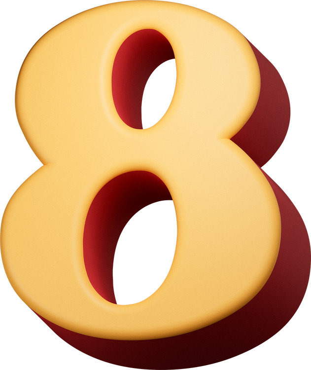 Quirky 3D Vintage Psychedelic Number Eight